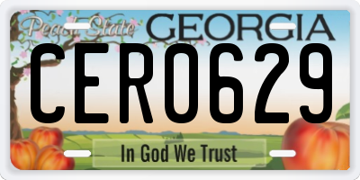 GA license plate CER0629