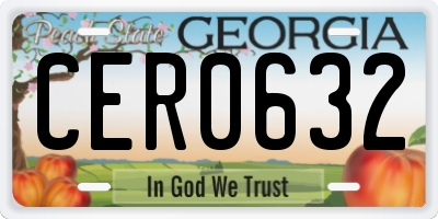GA license plate CER0632