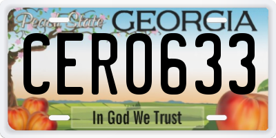 GA license plate CER0633