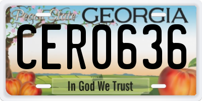 GA license plate CER0636