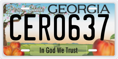 GA license plate CER0637