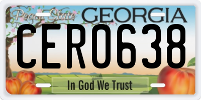 GA license plate CER0638