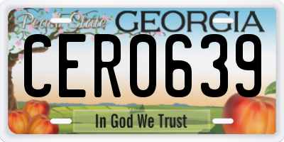 GA license plate CER0639