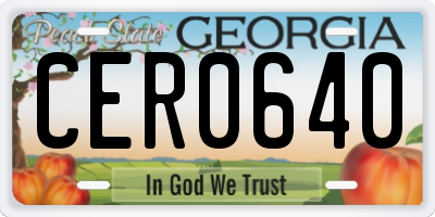 GA license plate CER0640