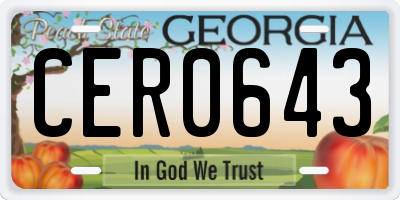 GA license plate CER0643