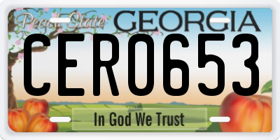 GA license plate CER0653