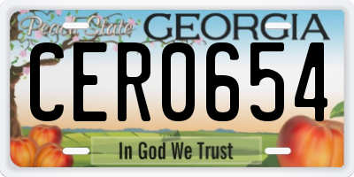 GA license plate CER0654