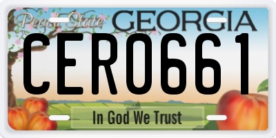 GA license plate CER0661