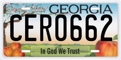 GA license plate CER0662