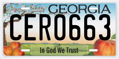 GA license plate CER0663