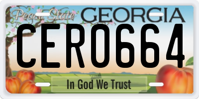 GA license plate CER0664