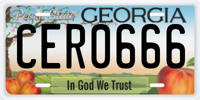 GA license plate CER0666