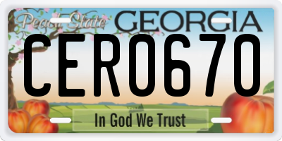 GA license plate CER0670