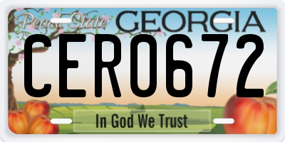 GA license plate CER0672