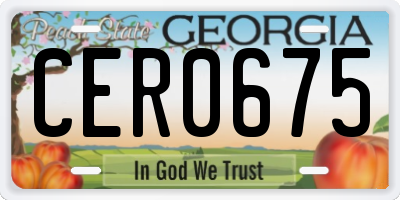 GA license plate CER0675