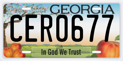 GA license plate CER0677