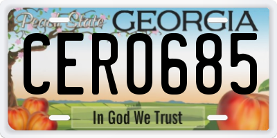 GA license plate CER0685