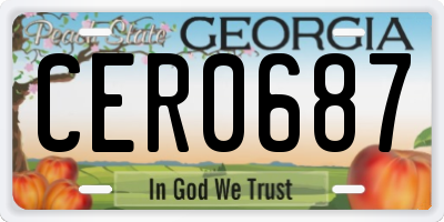 GA license plate CER0687