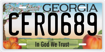 GA license plate CER0689