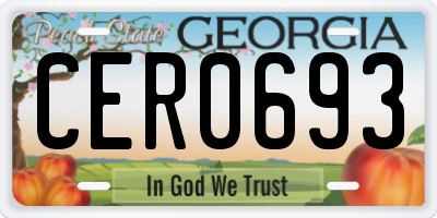 GA license plate CER0693