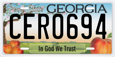 GA license plate CER0694