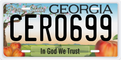 GA license plate CER0699