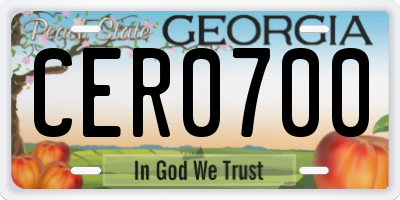 GA license plate CER0700