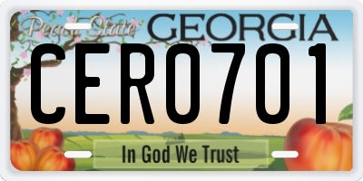GA license plate CER0701
