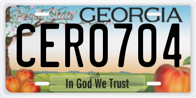 GA license plate CER0704