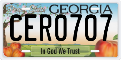 GA license plate CER0707