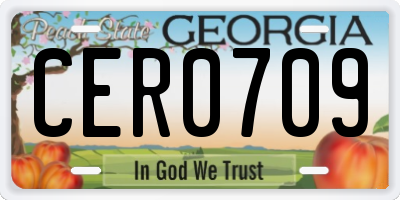 GA license plate CER0709