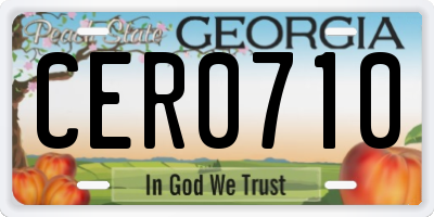 GA license plate CER0710