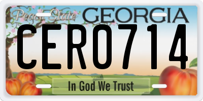GA license plate CER0714