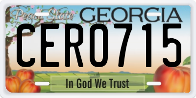 GA license plate CER0715
