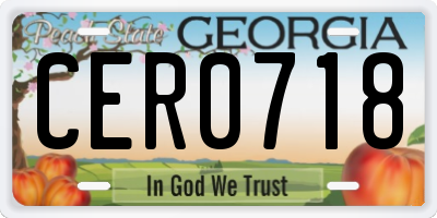 GA license plate CER0718