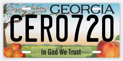 GA license plate CER0720