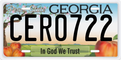 GA license plate CER0722