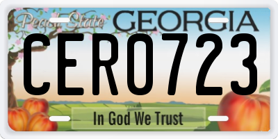 GA license plate CER0723