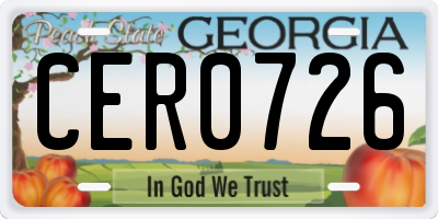 GA license plate CER0726