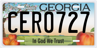 GA license plate CER0727