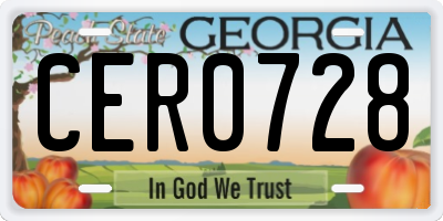 GA license plate CER0728