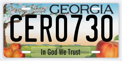 GA license plate CER0730