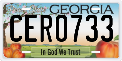 GA license plate CER0733