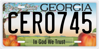 GA license plate CER0745