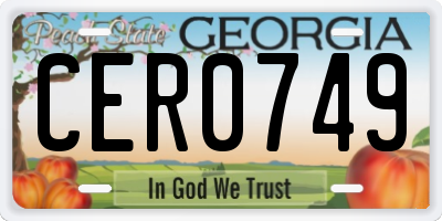 GA license plate CER0749