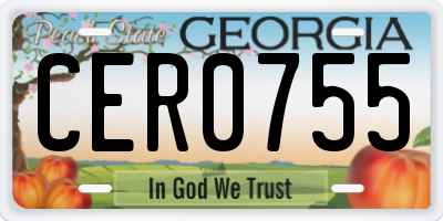 GA license plate CER0755