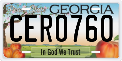 GA license plate CER0760