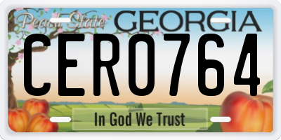GA license plate CER0764
