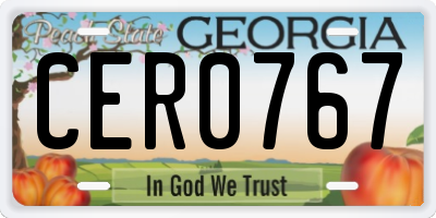 GA license plate CER0767