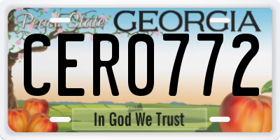 GA license plate CER0772